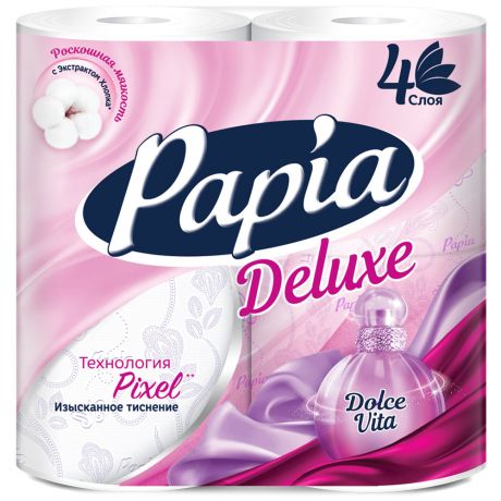 Бумага туалетная Papia Deluxe Dolce Vita 4-слойная 4 рулона