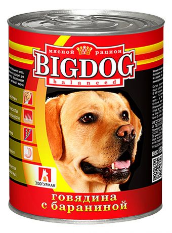 Корм для собак Зоогурман "Big Dog" говядина с бараниной, 850г ж/б