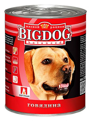 Корм для собак Зоогурман "Big Dog" говядина, 850г ж/б