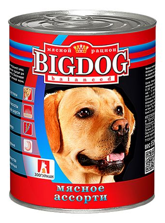 Корм для собак Зоогурман "Big Dog" мясное ассорти, 850г ж/б