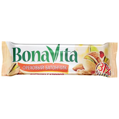 Батончик Bona Vita фисташка и клюква с медом в йогурте, 35г