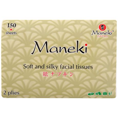 Салфетки бумажные 2-слойные Maneki Kabi 20х14 см (150 штук)