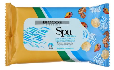 Влажные салфетки BioCos Spa Freshness очищающие морская свежесть 15 штук