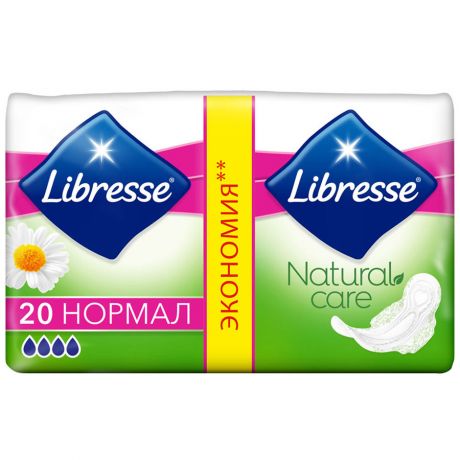 Прокладки Libresse Natural Care Ultra Normal Duo с ароматом алоэ вера и ромашки 4 капли 20 штук