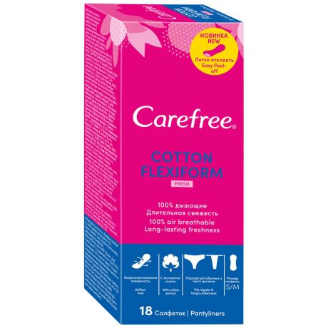 Прокладки ежедневные Carefree FlexiForm Fresh ароматизированные 18 штук