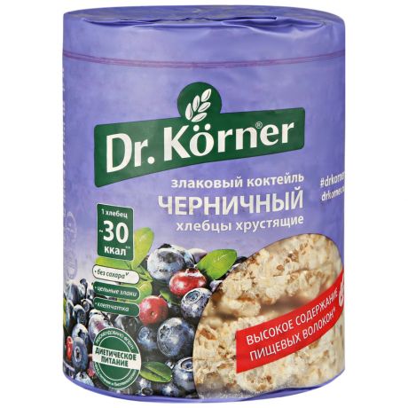 Хлебцы хрустящие Dr. Korner Злаковый коктейль черничный, 100г