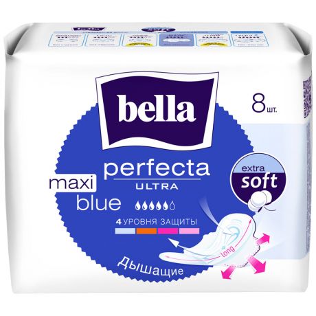 Прокладки Bella Perfecta Ultra Maxi Blue 5 капель 8 штук