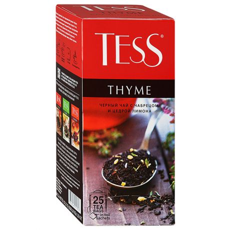 Чай Tess Тhyme черный с чабрецом и цедрой лимона 25 пакетиков по 1.5 г