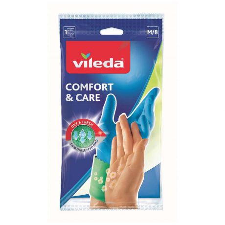 Перчатки Vileda "Комфорт" с кремом для чувствительной кожи, размер M