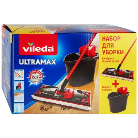 Набор Vileda Ультрамакс в коробке (швабра со сборной ручкой + ведро с отжимом)