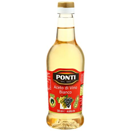 Уксус Ponti винный белый 6%, 500мл