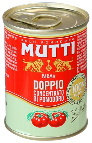 Томатная паста Mutti с массовой долей сухих веществ 28%, 140г