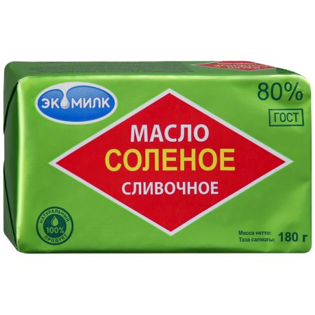 Масло Экомилк слабосоленое 80% 180 г