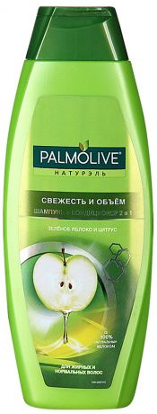 Шампунь + кондиционер 2 в 1 Palmolive Натурэль Свежесть и Объём с Зелёным Яблоком и Цитрусом, для жирных и нормальных