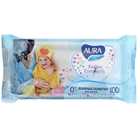 Влажные салфетки детские Aura Ultra Comfort 100 штук