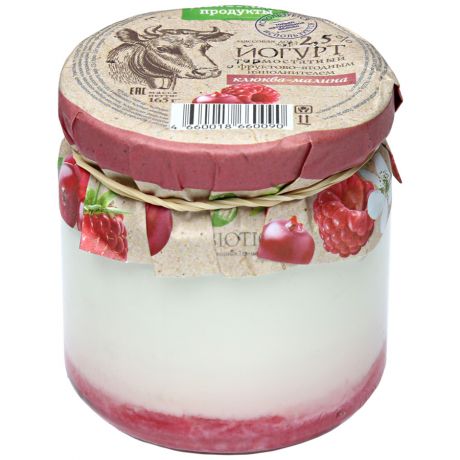Йогурт Полезные продукты термостатный клюква-малина 2.5% 165 г