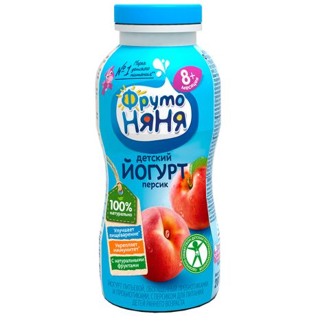 Йогурт ФрутоНяня с персиком с 8 месяцев 2.5% 200 мл