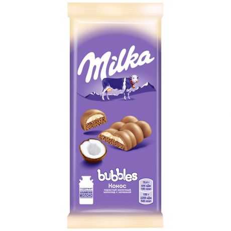 Шоколад Milka молочный пористый с кокосом 97г