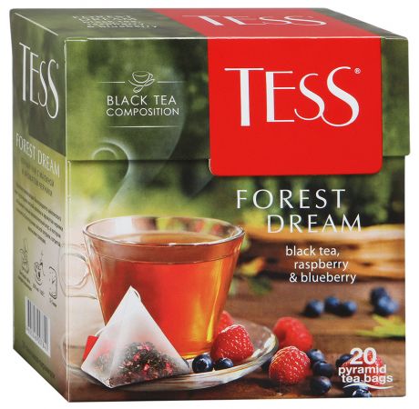 Чай Tess Forest Dream черный с ароматом малины и черники 20 пирамидок по 1.8 г