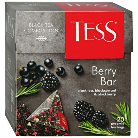 Чай Tess Berry Bar черный с ароматом ежевики и черной смородины 20 пирамидок по 1.8 г