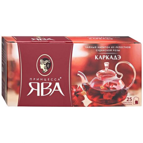 Напиток Принцесса Ява Каркадэ чайный из лепестков суданской розы 25 пакетиков по 1.5 г