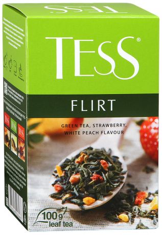Чай Tess Flirt зеленый листовой с клубникой и ароматом белого персика 100 г