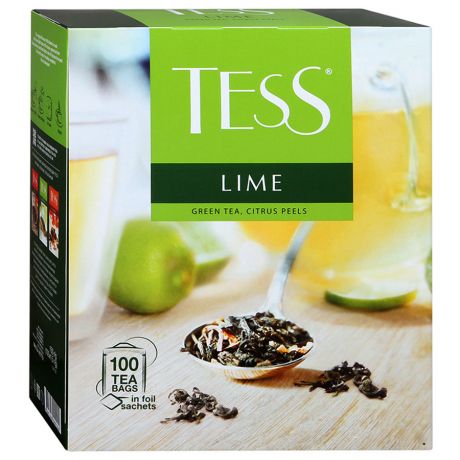 Чай Tess Lime зеленый с цедрой цитрусовых 100 пакетиков по 1.5 г