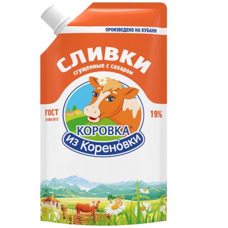 Сливки Коровка из Кореновки сгущенные с сахаром 19% ГОСТ 270г