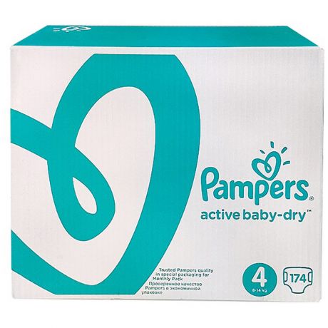 Подгузники Pampers Active Baby-Dry 4 (8-14кг, 174 штуки)
