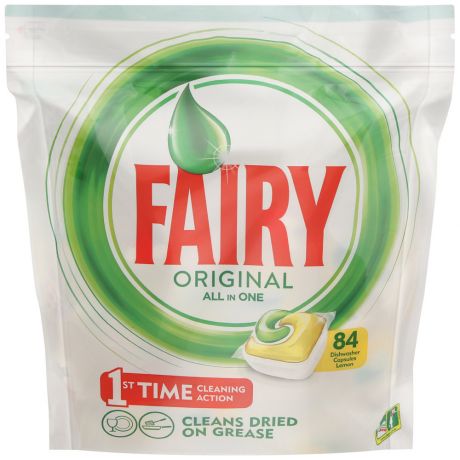 Капсулы для посудомоечной машины Fairy Original All In One Лимон 84 штуки
