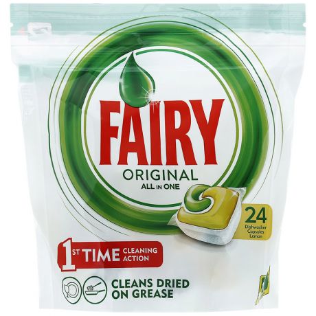 Капсулы для посудомоечной машины Fairy Original All In One Лимон 24 штуки