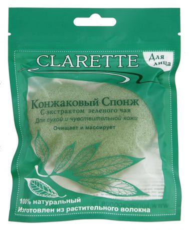 Конжаковый спонж Clarette с экстрактом зеленого чая для лица CKL 427