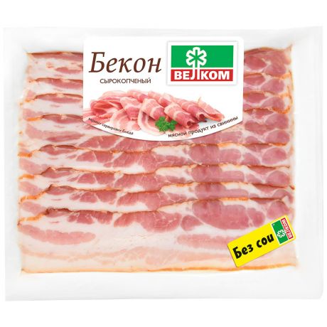 Бекон Велком из свинины сырокопченый 150г в/у нар