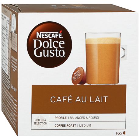 Капсулы Nescafe Dolce Gusto Café Au Lait 16 штук по 10 г