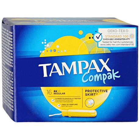 Тампоны Tampax Compak Regular Duo 2 капли 16 штук