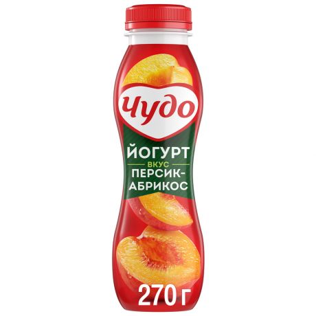 Йогурт Чудо со вкусом персика абрикоса 2.4% 270 г