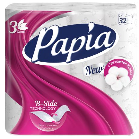 Бумага туалетная Papia 3-слойная 32 рулона