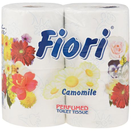 Бумага туалетная Aster Fiori белая ароматизированная 3-слойная 4 рулона