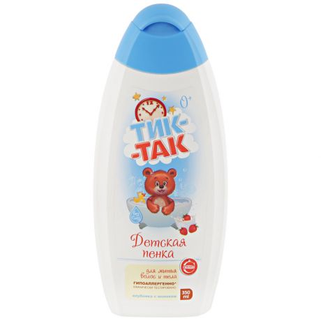 Пенка для мытья волос и тела детская Свобода Тик-Так Клубника с молоком с рождения 350 мл