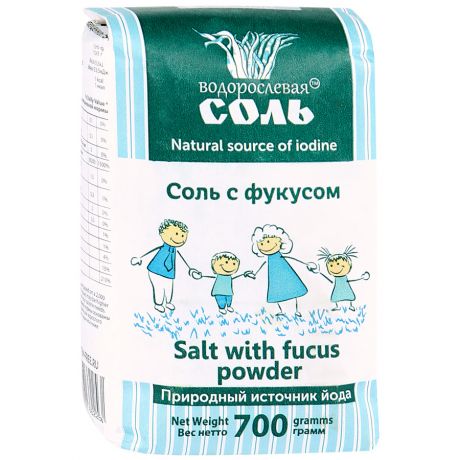 Соль с фукусом Водорослевая соль без глютена 700г