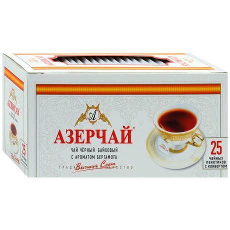 Чай Азерчай черный с ароматом бергамота 25 пакетиков по 2 г