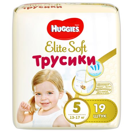 Подгузники-трусики Huggies Elite Soft 5 (12-17 кг, 19 штук)