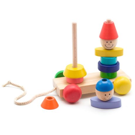 Каталка Мир деревянных игрушек Пирамидка Мальчик и девочка