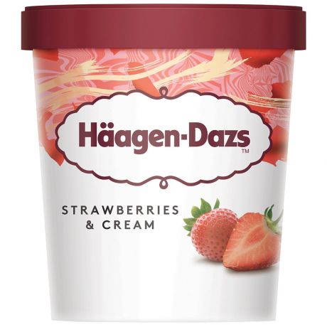 Мороженое Haagen Dazs пломбир ванильный клубничное со сливками 400 г