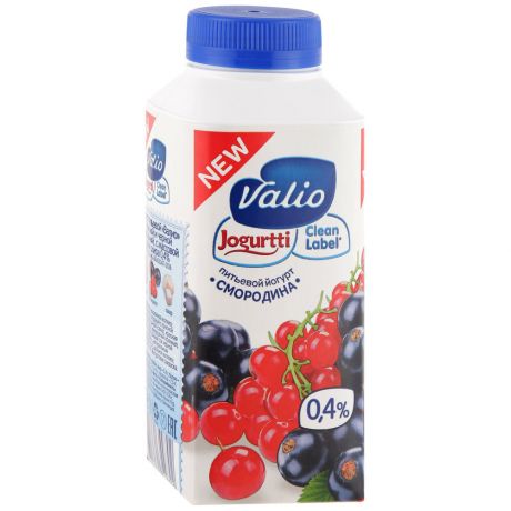 Йогурт Valio питьевой красная и черная смородина 0.4% 330 г