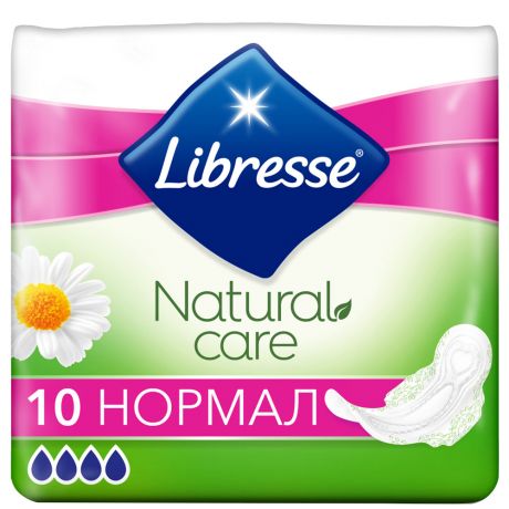 Прокладки Libresse Natural Care Ultra Normal с ароматом алоэ вера и ромашки 4 капли 10 штук