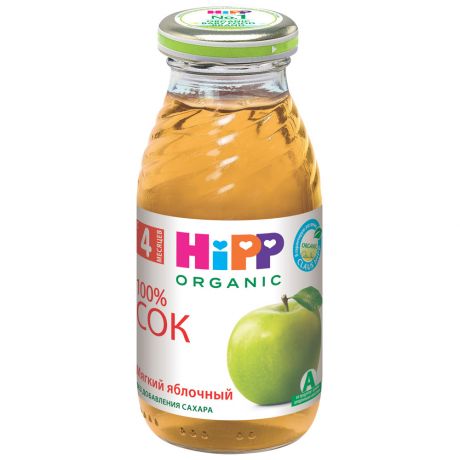 Сок Hipp Organic c яблоком осветленный восстановленный без сахара с 4 месяцев 200 мл