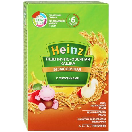 Каша пшенично-овсяная Heinz безмолочная быстрорастворимая с фруктиками с 6 месяцев 200 г