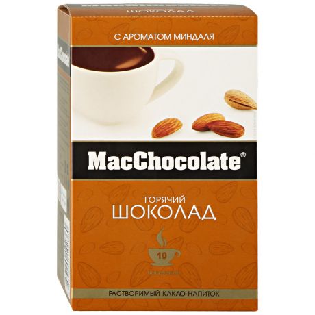 Напиток MacChocolate Горячий шоколад порционный растворимый с ароматом миндаля 10 пакетиков по 20 г