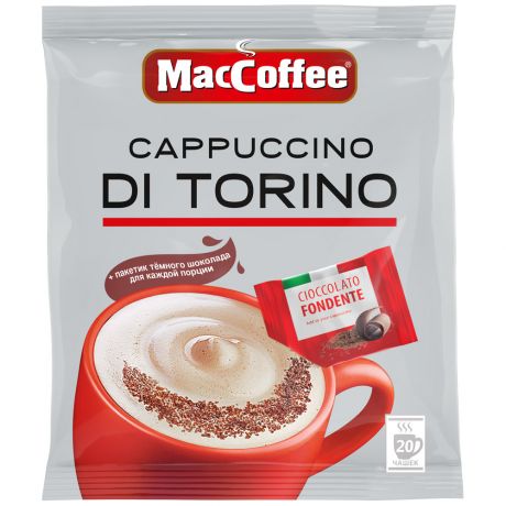 Напиток MacCoffee Cappuccino di Torino кофейный порционный растворимый 20 пакетиков по 25.5 г
